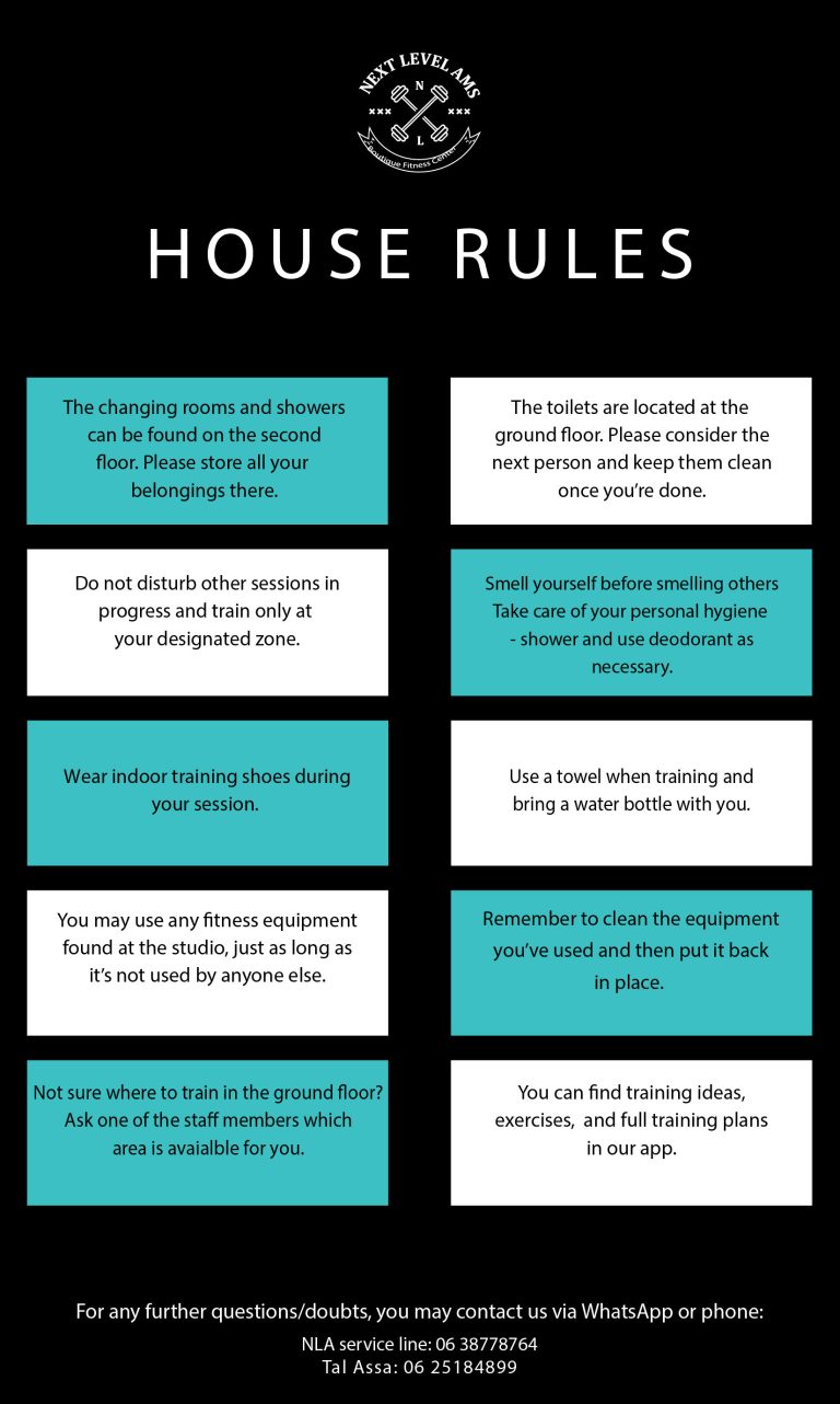 house rules at next level amstelveen personal training